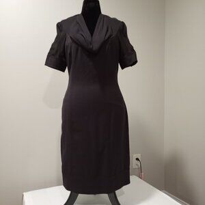 STILLS WOOL SHEATH DRESS WITH SILK SHORT SLEEVES AND COWL NECKLINE SIZE M